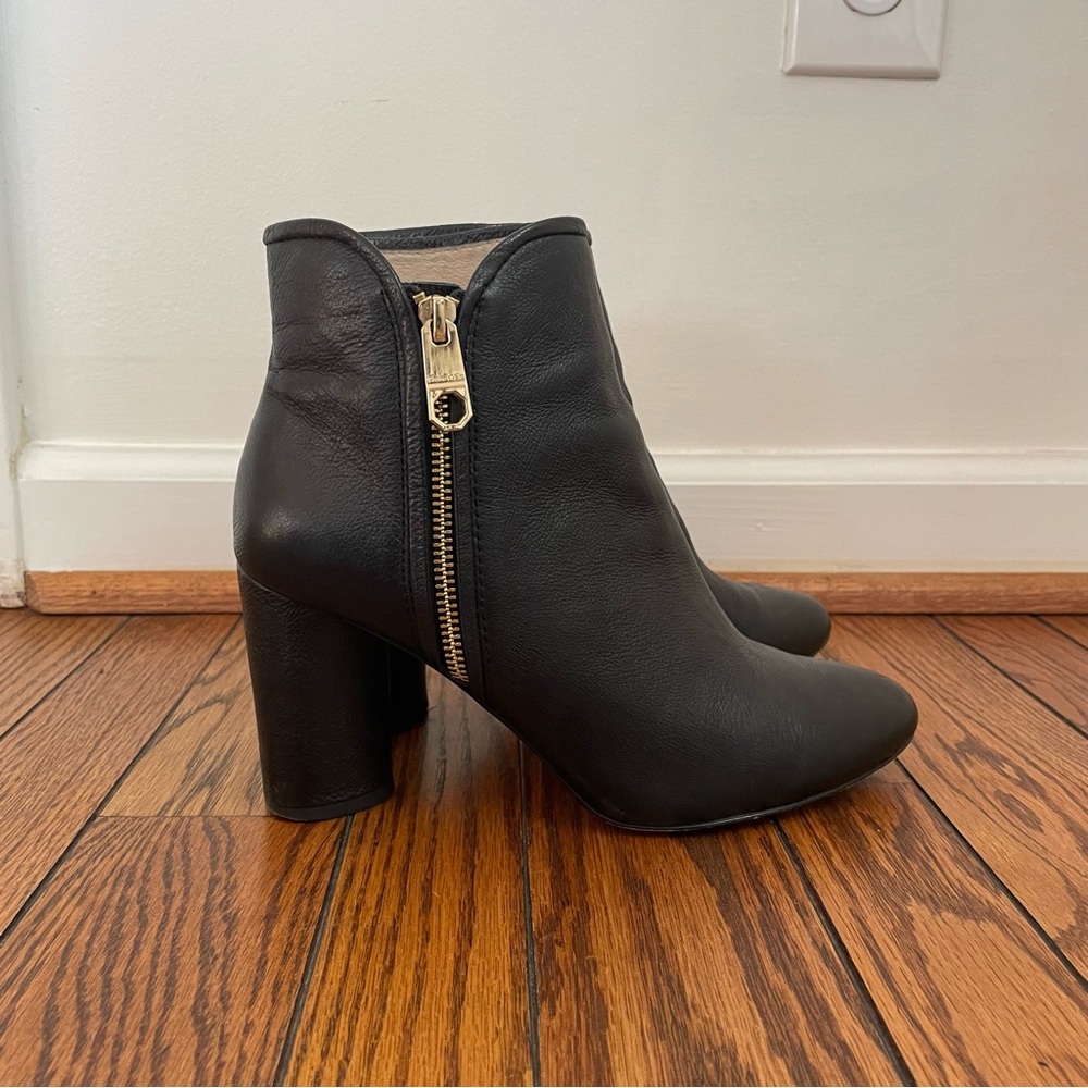 Louise et Cie Zander black ankle boot with gold zipper